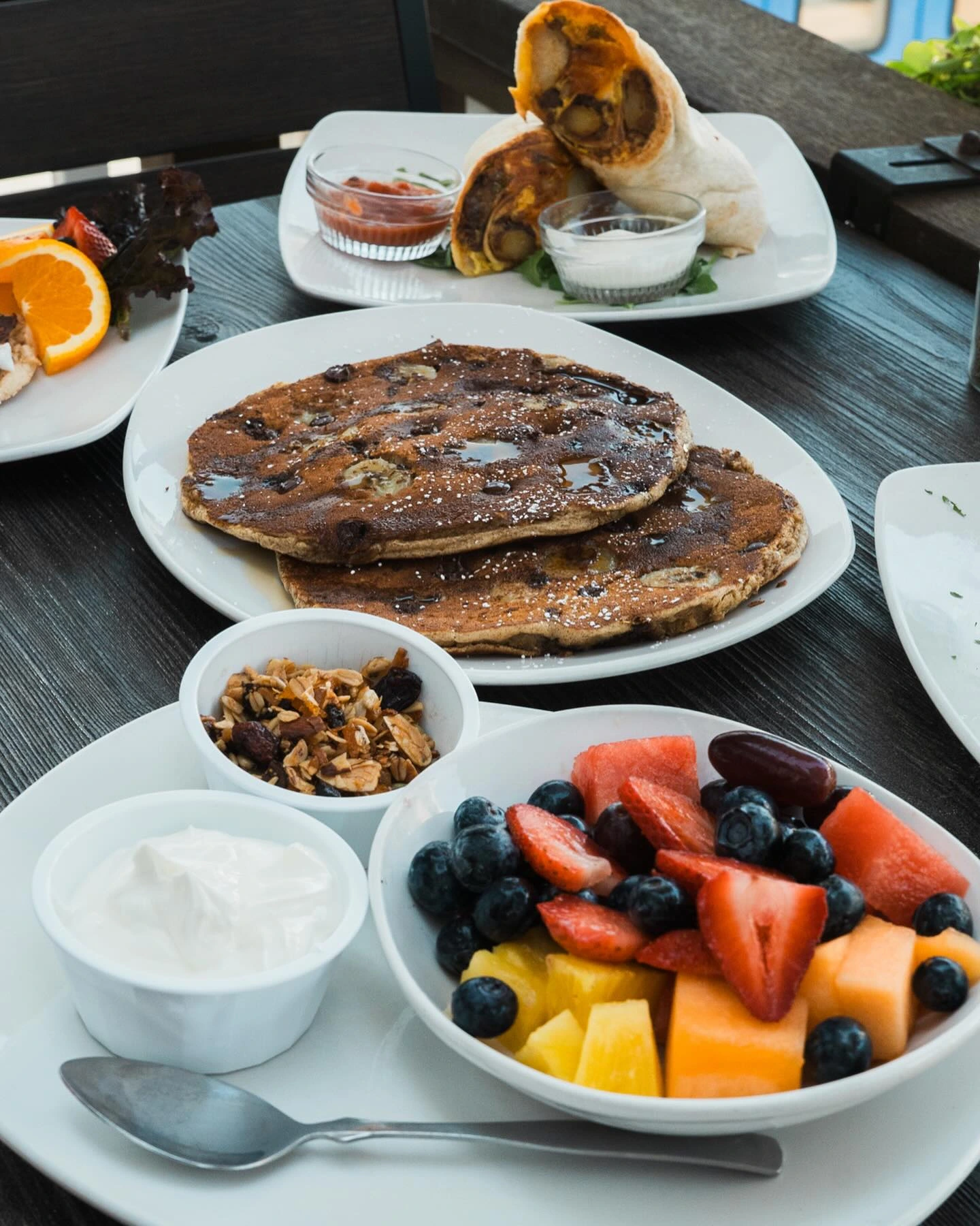 pancakes and fruit